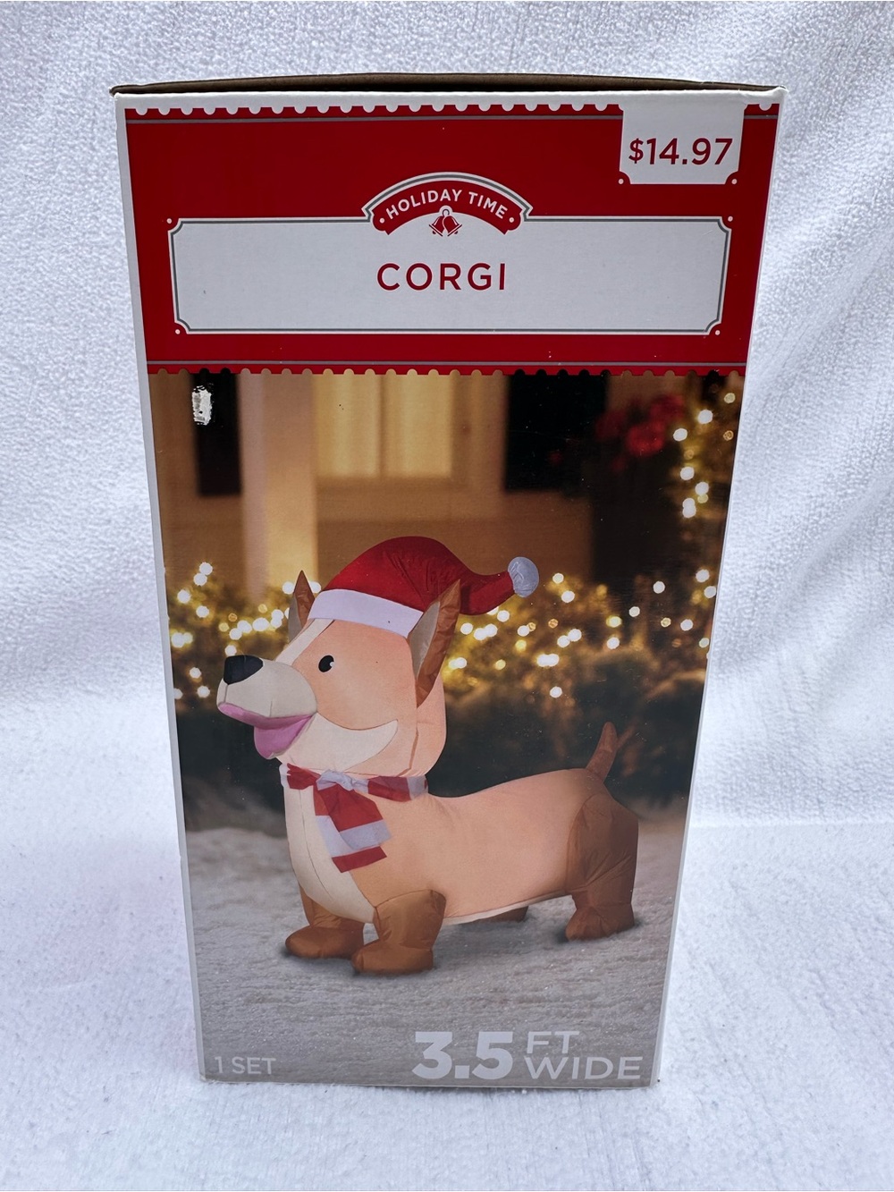 Brand New Holiday Time Corgi Inflatable Dog Decoration 3.5 feet